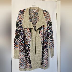 Kamana Rainbow Aztec Southwestern Open Front Cardigan Jacket‎ Size M
